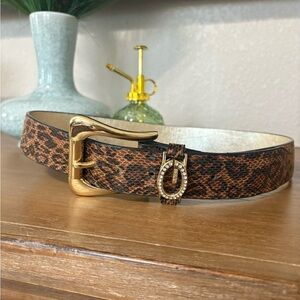 Guess Snake Skin Leather Guess Belt Gold-Tone Buckle Sz M